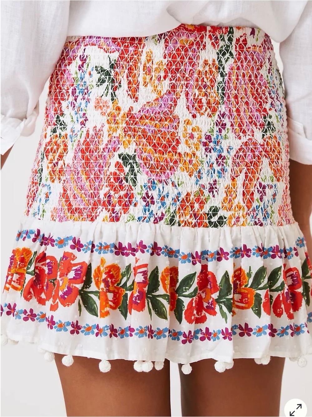 NEW FARM Rio Spring Bananas Smocked Mini Skirt Small